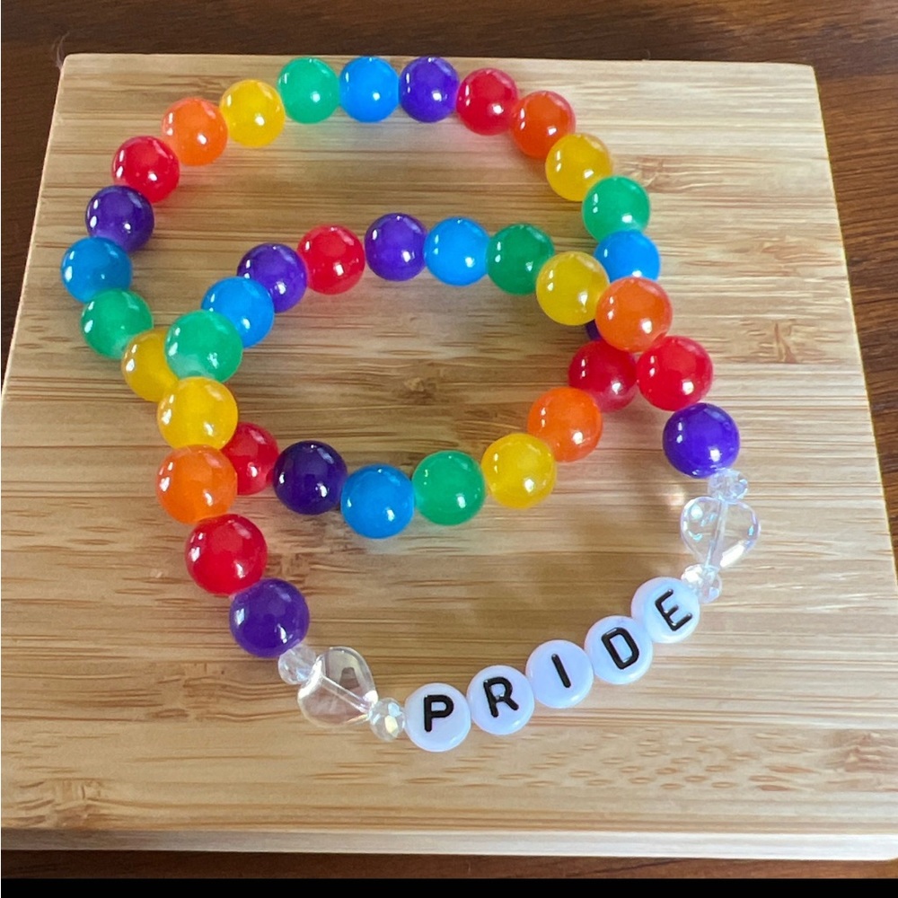 Set of 2 Pride bracelets glass gay rainbow pride month Taylor swift